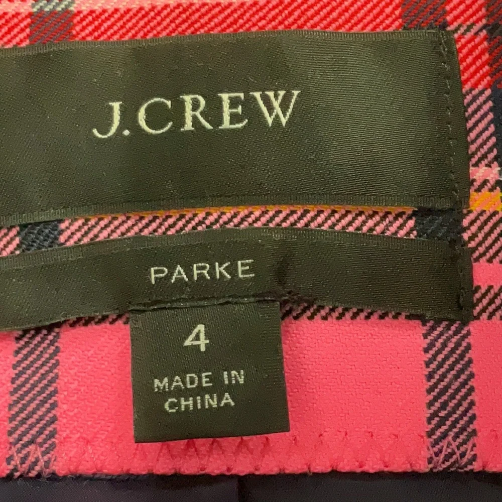 J.Crew Parke Blazer in Cherry Red Bubblegum Neon Pink Stewart Tartan Wool 4 EUC - Picture 7 of 7